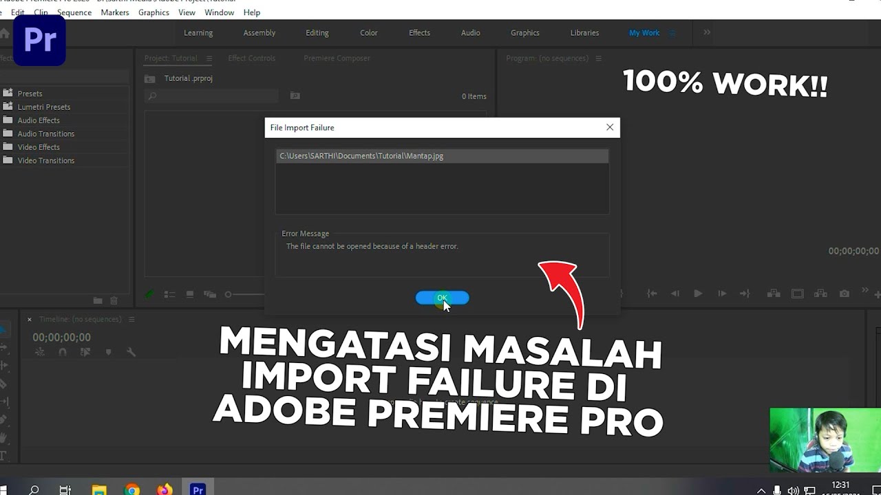 File import failure что делать adobe premiere